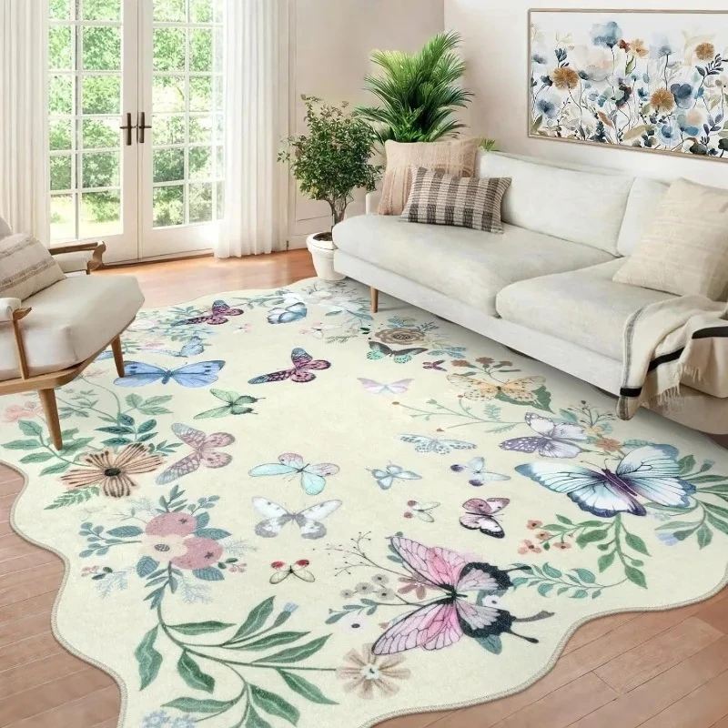 Irregular Coffee Table Carpet Floral Butterfly Print Fresh Bedroom Rug Line Art Machine Washable Soft Living Room Mats 러그 Tapis
Irregular Coffee Table Carpet Floral Butterfly Print Fresh Bedroom Rug Line Art Machine Washable Soft Living Room Mats 러그 Tapis