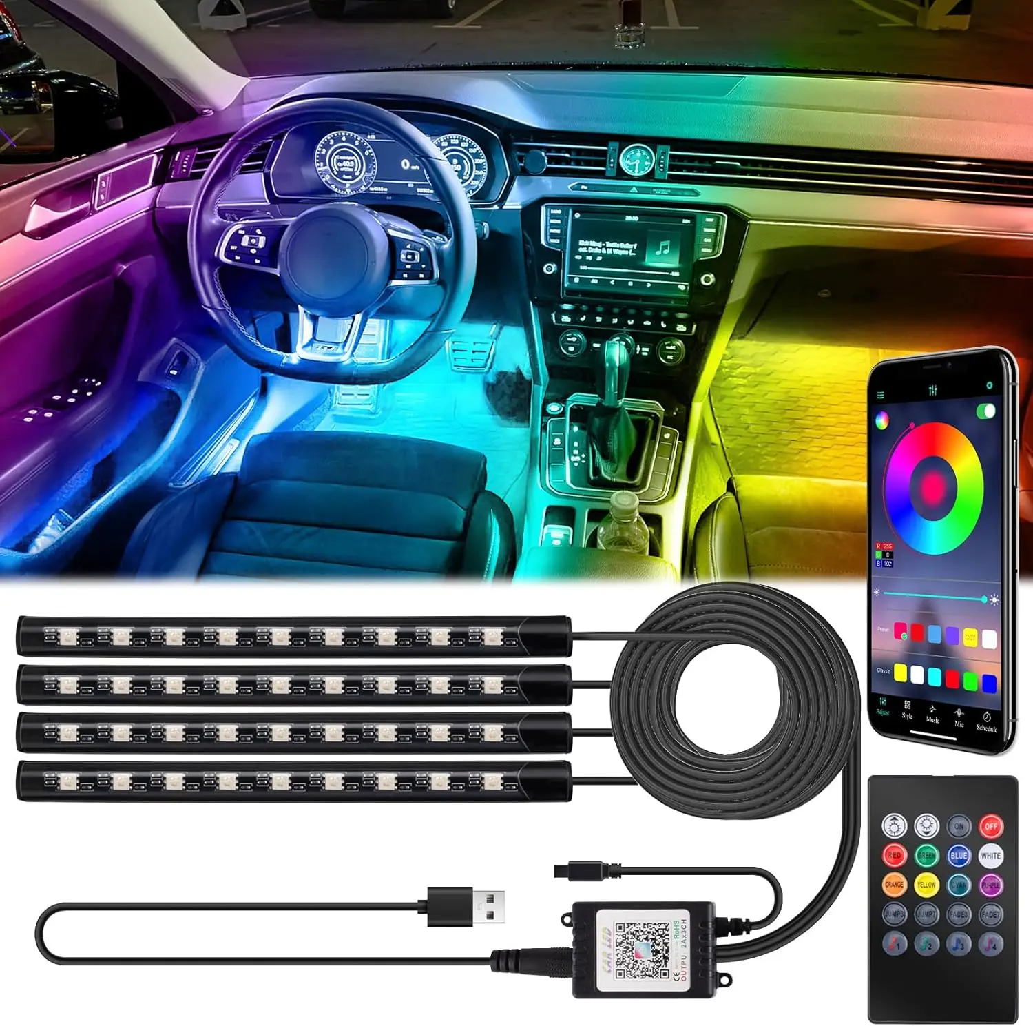 5V USB LED Strip Lights for Car Interior, App & Remote Control, Music Sync, 16M Colors, Easy Install, 36LEDs
5V USB LED Strip Lights for Car Interior, App & Remote Control, Music Sync, 16M Colors, Easy Install, 36LEDs