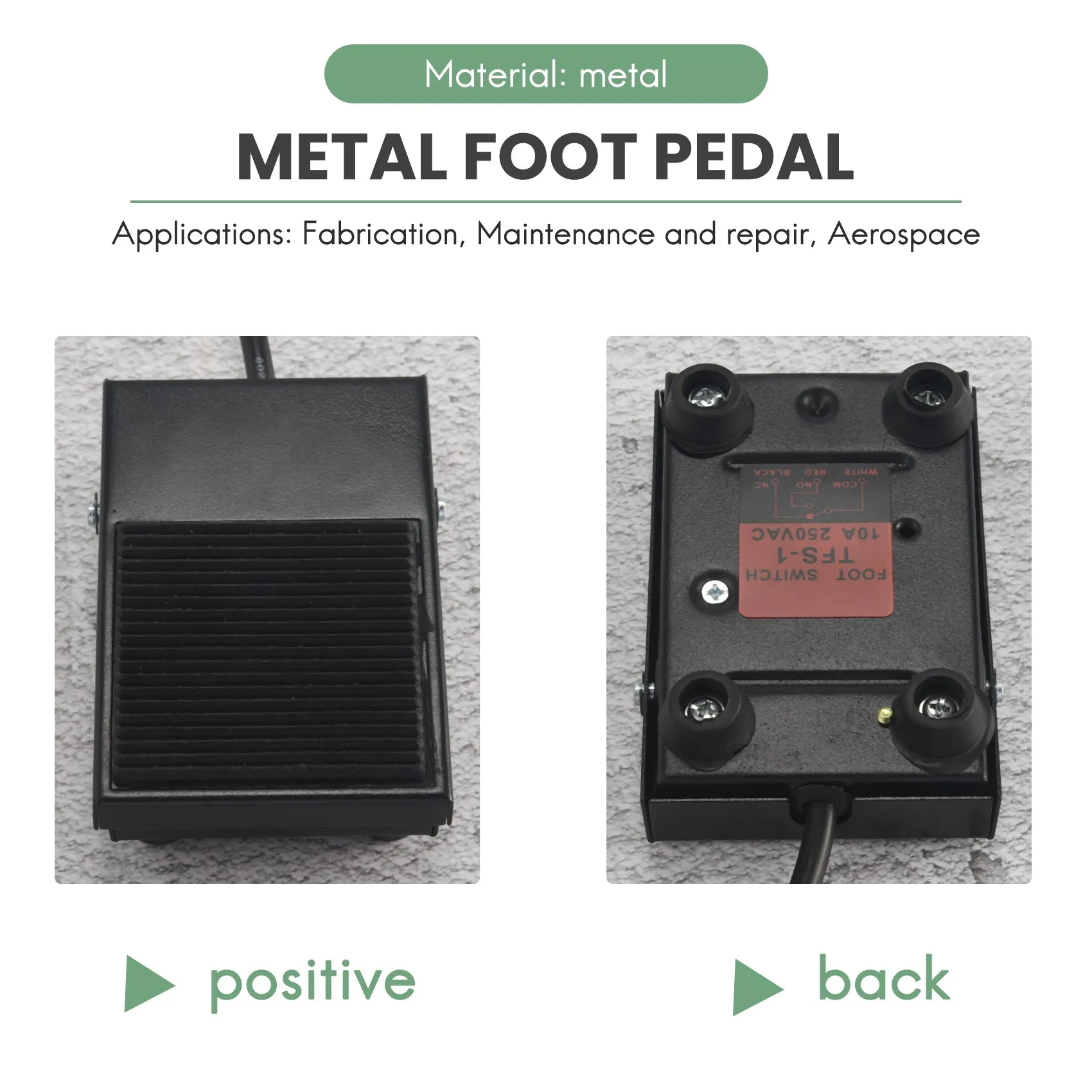 AT21-Hand Metal Foot Pedal Switch 1.8 Meters Cable 2 Pins Connector Spot Welding Tig Torch
AT21-Hand Metal Foot Pedal Switch 1.8 Meters Cable 2 Pins Connector Spot Welding Tig Torch