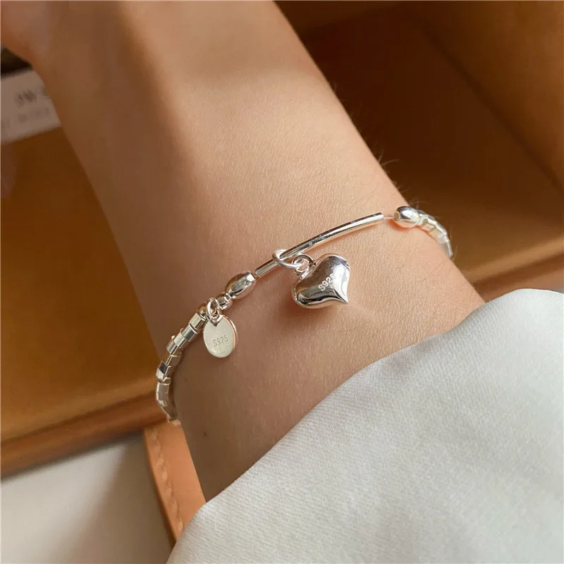 100% Solid 925 Sterling Silver Metal Bracelet for Women Vintage Handmade Heart Tassel Bracelets Birthday ChristmasGift
100% Solid 925 Sterling Silver Metal Bracelet for Women Vintage Handmade Heart Tassel Bracelets Birthday ChristmasGift