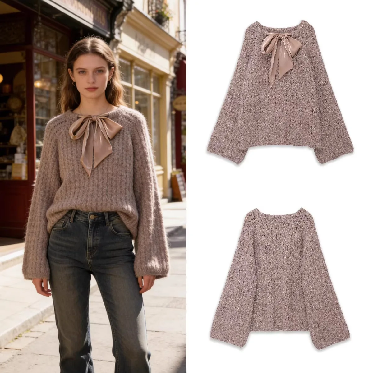 Женский модный универсальный свитер, осень-зима, элегантный повседневный вязаный топ с бантом, однотонный пуловер с круглым вырезом и длинными рукавами
Женский модный универсальный свитер, осень-зима, элегантный повседневный вязаный топ с бантом, однотонный пуловер с круглым вырезом и длинными рукавами