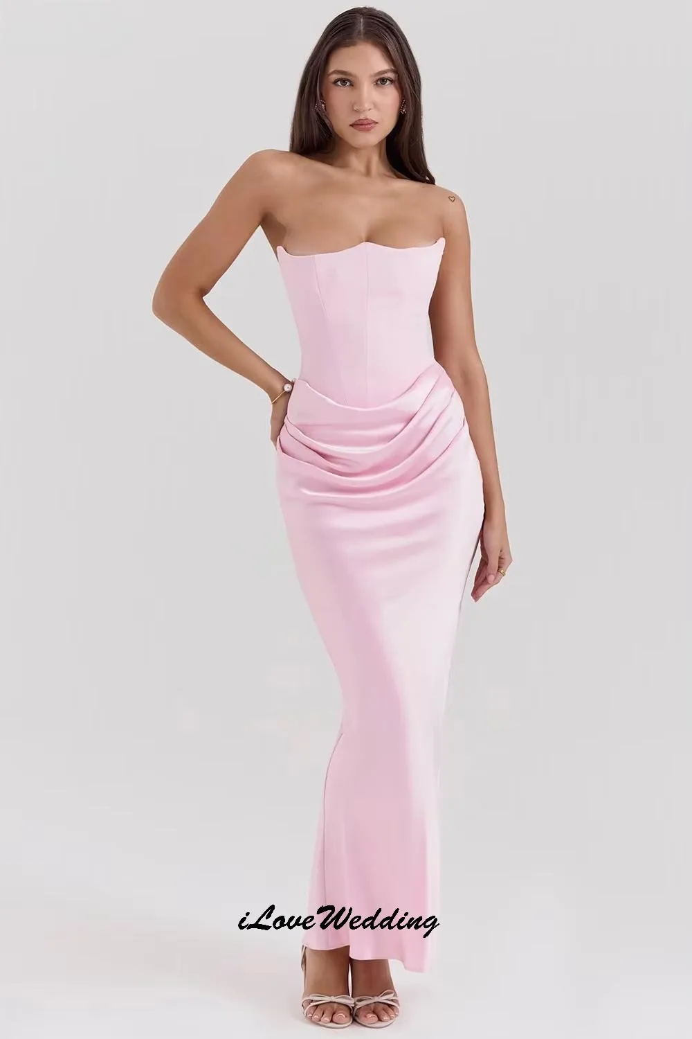 Strapless Mermaid Pink Prom Dresses 2025 Elegant Wedding Party Dress For Woman Guest Satin Sleeveless Evening Dress Customized
Strapless Mermaid Pink Prom Dresses 2025 Elegant Wedding Party Dress For Woman Guest Satin Sleeveless Evening Dress Customized