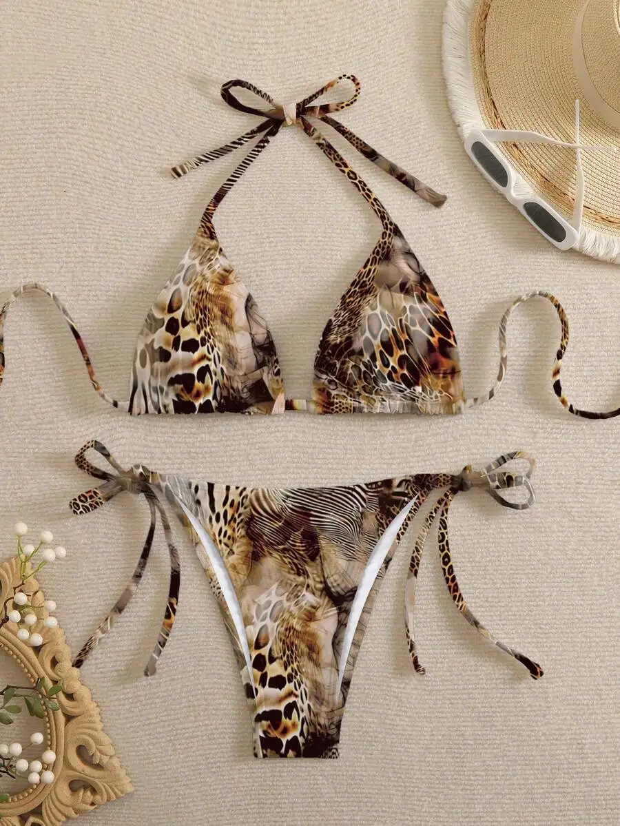 Women Leopard Print Halter Twist Front Bikini Set Animal Print Swimwear Beach Outfit
Women Leopard Print Halter Twist Front Bikini Set Animal Print Swimwear Beach Outfit