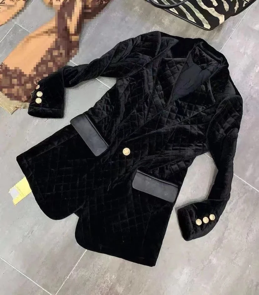 Autumn and winter new fashion slim gold velvet suit jacket women's black abrigos mujer trench coat for women winter
Autumn and winter new fashion slim gold velvet suit jacket women's black abrigos mujer trench coat for women winter