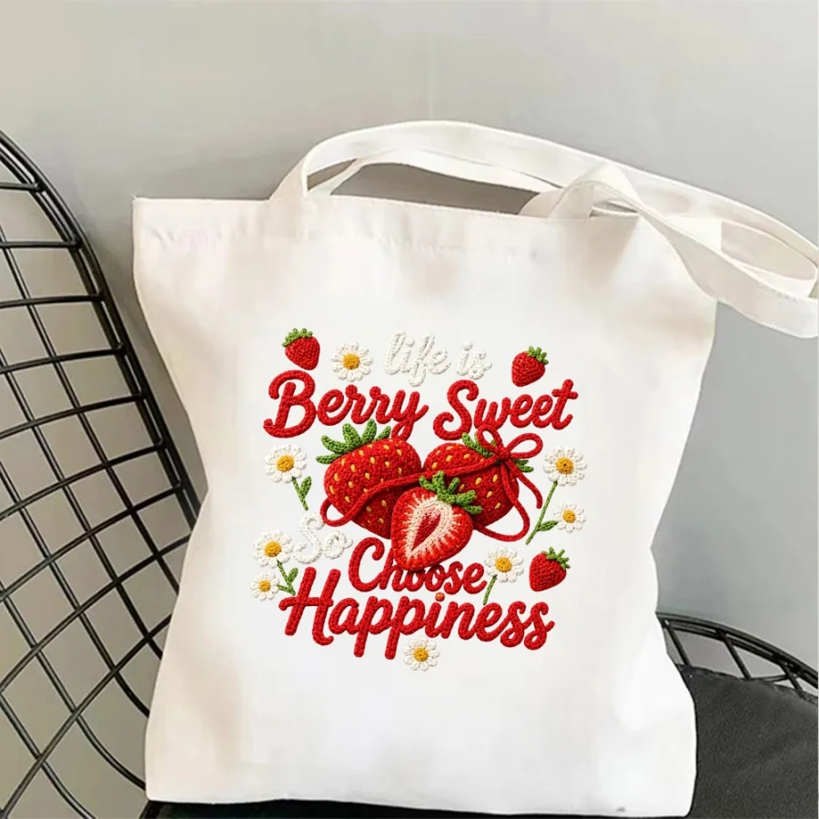 Sweet Vibe Canvas Tote Bag Strawberry Graphic Large Capacity Daily Commute Essential For Women Girl Student
Sweet Vibe Canvas Tote Bag Strawberry Graphic Large Capacity Daily Commute Essential For Women Girl Student