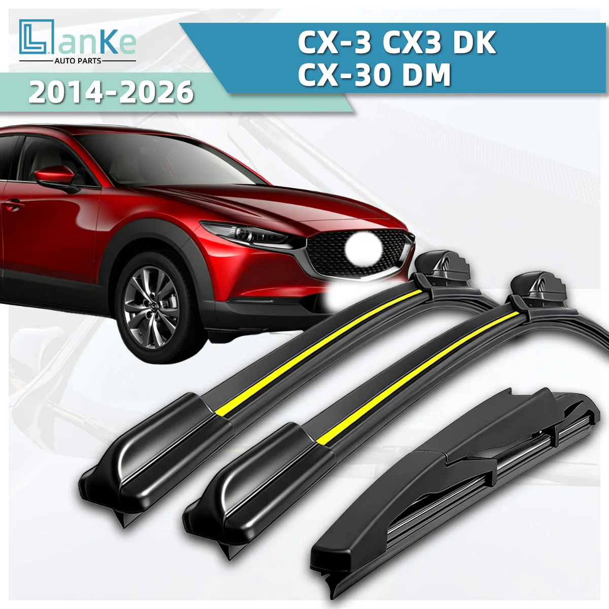 Lanke Wiper Fit For Mazda CX-3 CX3 DK/ CX-30 DM (2014-2026) Natural Rubber Strip Boneless Silent Car Windshield Front Wiper
Lanke Wiper Fit For Mazda CX-3 CX3 DK/ CX-30 DM (2014-2026) Natural Rubber Strip Boneless Silent Car Windshield Front Wiper