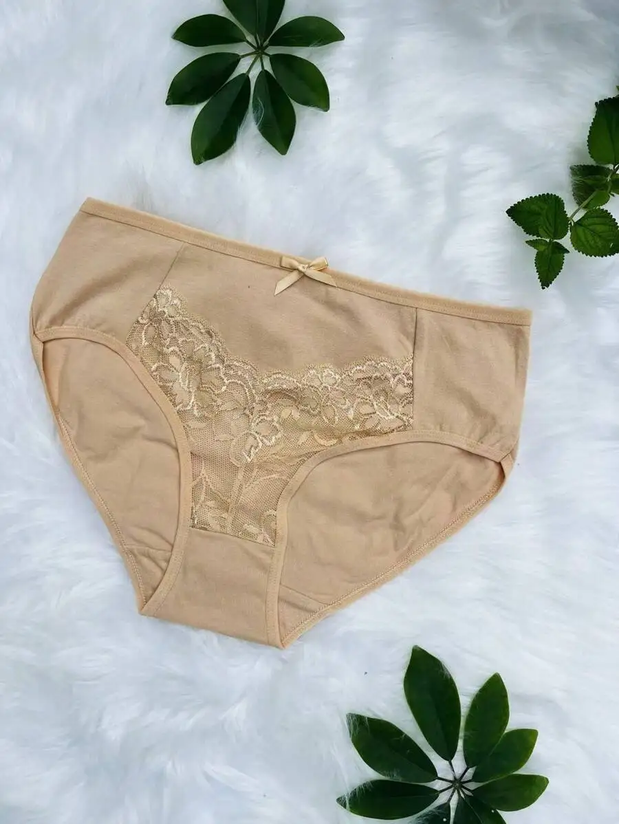 Plus Size Cotton Lace Briefs Women High Waist Underwear Solid Beige Panties
Plus Size Cotton Lace Briefs Women High Waist Underwear Solid Beige Panties