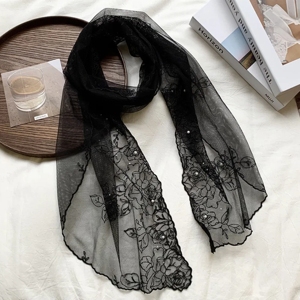Fashion Embroidered Flower Long Scarf Pearl Foreign Style Triangle Scarf Diamond-encrusted Lace Silk Scarf
Fashion Embroidered Flower Long Scarf Pearl Foreign Style Triangle Scarf Diamond-encrusted Lace Silk Scarf