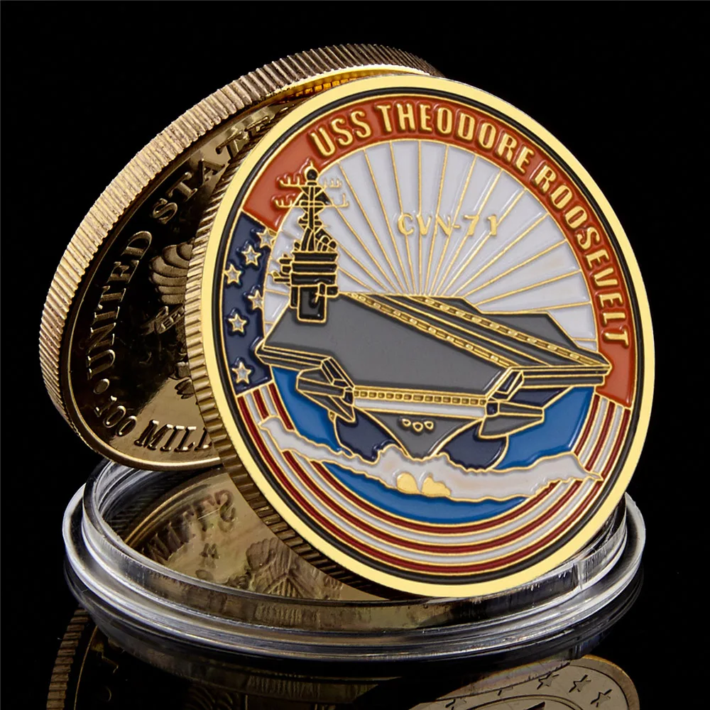 USA Aircraft USS Theodore Roosevelt CVN-71 Department of The Navy Great Seal Carrier Gold Challenge Coin Souvenir Gifts
USA Aircraft USS Theodore Roosevelt CVN-71 Department of The Navy Great Seal Carrier Gold Challenge Coin Souvenir Gifts