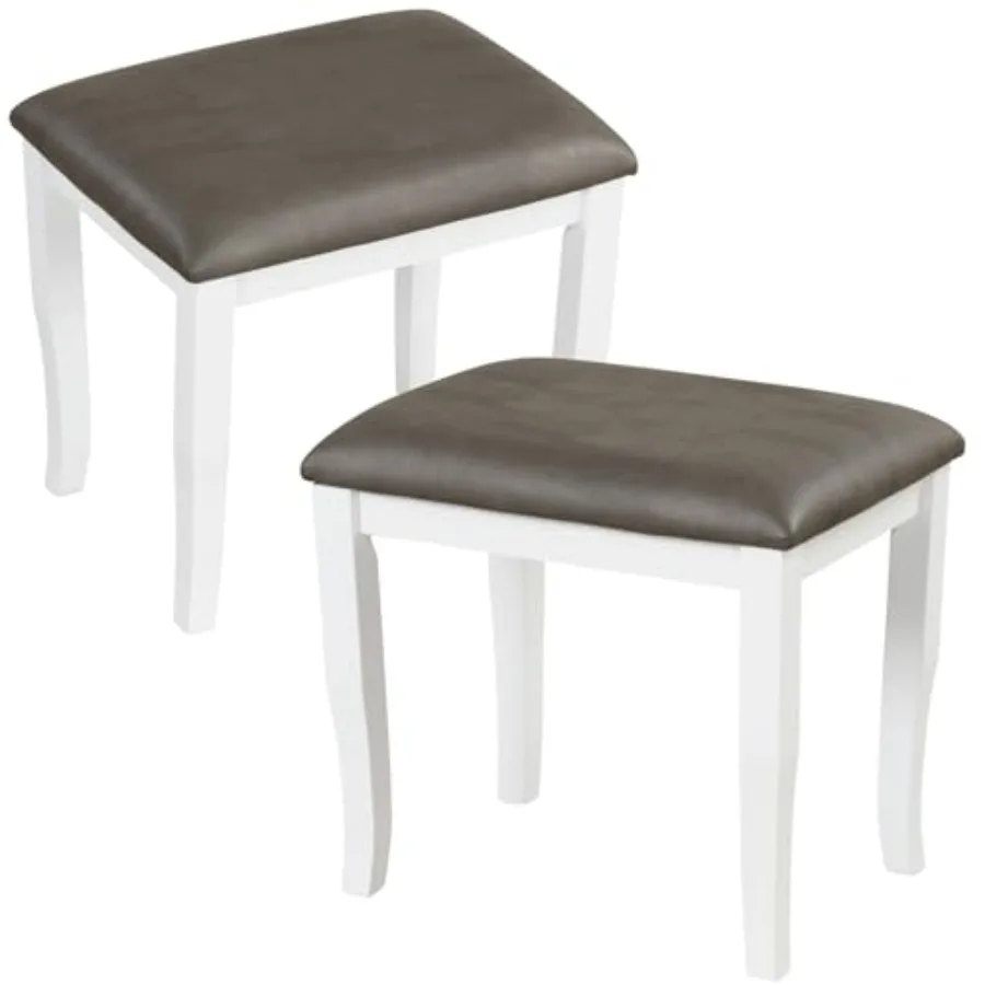 Vanity Stools 2 Pack - Ottoman Foot Stool Set of 2, Solid Wood Legs, Padded Cushion, Faux Leather Seat Cover, Upholstered Makeu
Vanity Stools 2 Pack - Ottoman Foot Stool Set of 2, Solid Wood Legs, Padded Cushion, Faux Leather Seat Cover, Upholstered Makeu