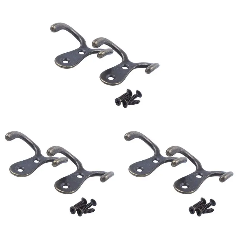 A02M-6 X Screw Hook Retro Metal Double Hook Metal Wall Mount Hanger Coat Antique Bronze For Hats
A02M-6 X Screw Hook Retro Metal Double Hook Metal Wall Mount Hanger Coat Antique Bronze For Hats