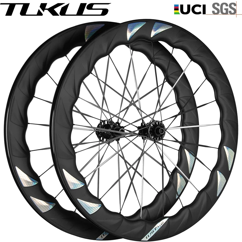 TUKUS BLUEFIN EVO4R Ratchet 36T HUB Wheelset Silver Black Pattern Disc Brake Road Riding Bike Wheelset With Carbon Fiber Spoke
TUKUS BLUEFIN EVO4R Ratchet 36T HUB Wheelset Silver Black Pattern Disc Brake Road Riding Bike Wheelset With Carbon Fiber Spoke