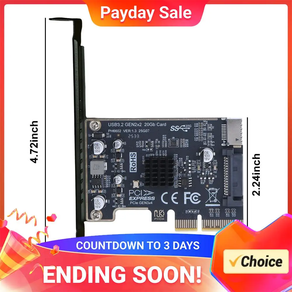 ASM3242 Chip Front Panel Adapter PCI Express X4 To Type E USB 3.2 GEN2 20Gb Riser Board for Desktop PC Front Panel TYPE C
ASM3242 Chip Front Panel Adapter PCI Express X4 To Type E USB 3.2 GEN2 20Gb Riser Board for Desktop PC Front Panel TYPE C