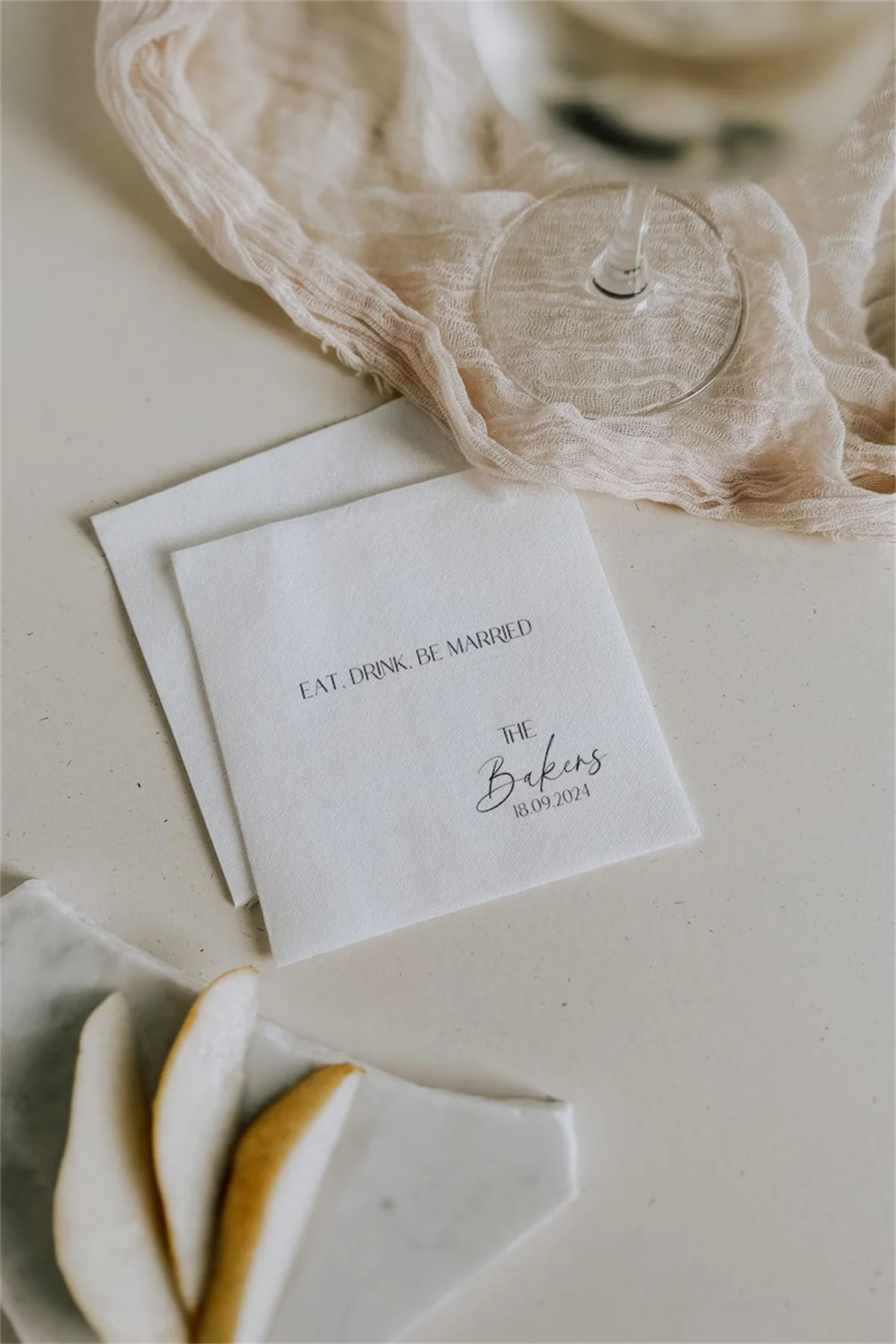 50 PCS Eat Drink Be Married Custom White Cocktail Napkins for Wedding Reception | Personalized Last Name Wedding Napkins | Minim
50 PCS Eat Drink Be Married Custom White Cocktail Napkins for Wedding Reception | Personalized Last Name Wedding Napkins | Minim