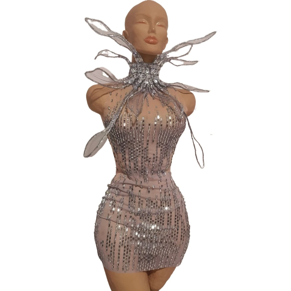 Sparkly Rhinestones Short Dress Women Photo Shoot Wear Sexy Transparent Party Show Performance Costume Celebrate Birthday Dress
Sparkly Rhinestones Short Dress Women Photo Shoot Wear Sexy Transparent Party Show Performance Costume Celebrate Birthday Dress
