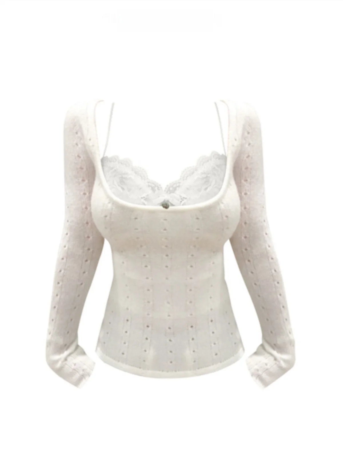 Spring Lace Knitted Hollow out Square Collar Women's Inner Wear Long Sleeve Commute Style Fashion plus Size Knitwear
Spring Lace Knitted Hollow out Square Collar Women's Inner Wear Long Sleeve Commute Style Fashion plus Size Knitwear