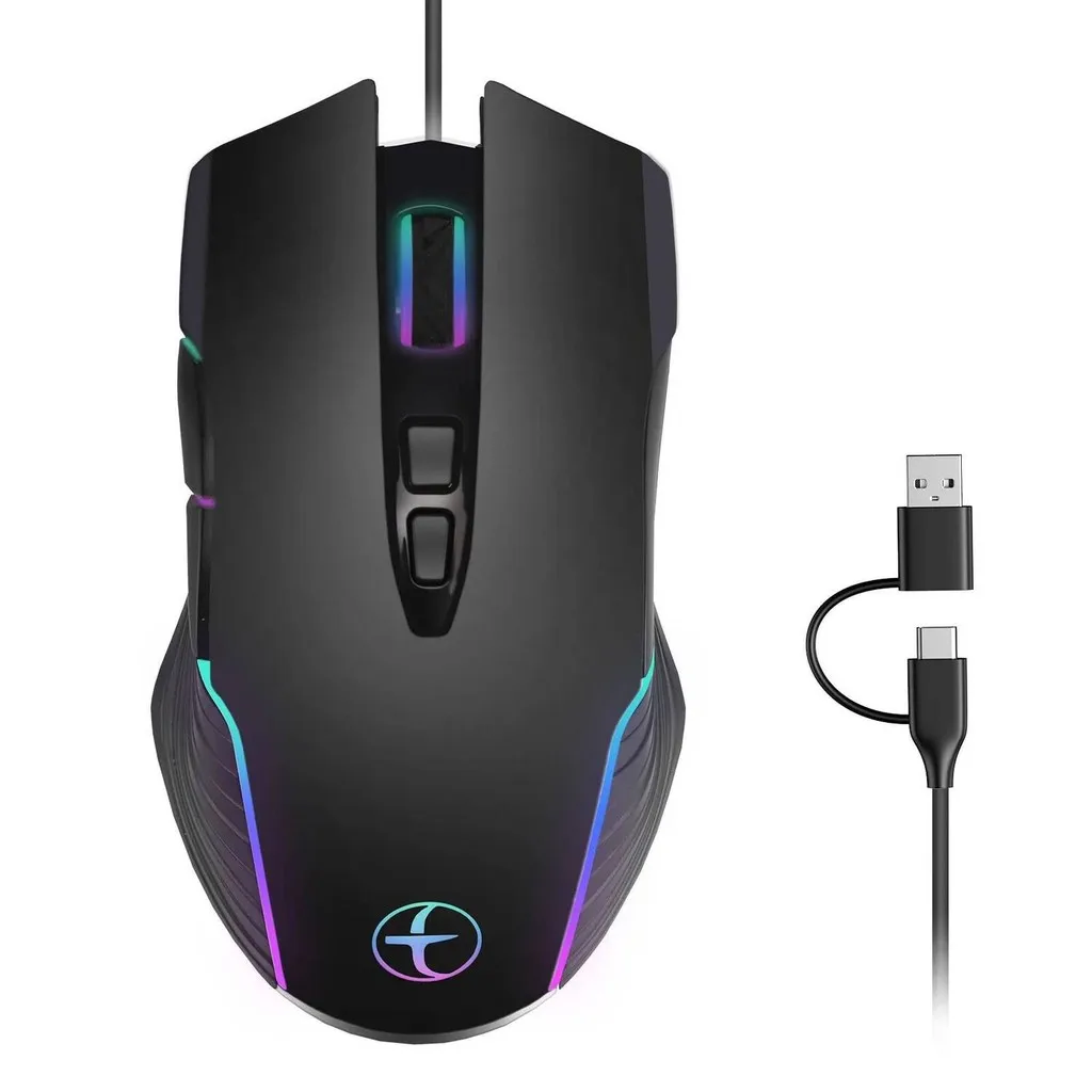 JOMAA Wired Mouse RGB Light 7200 DPI Adjustable Gaming Mouse Type-C USB Plug and Play Jiggle Mouse for Office Laptop
JOMAA Wired Mouse RGB Light 7200 DPI Adjustable Gaming Mouse Type-C USB Plug and Play Jiggle Mouse for Office Laptop