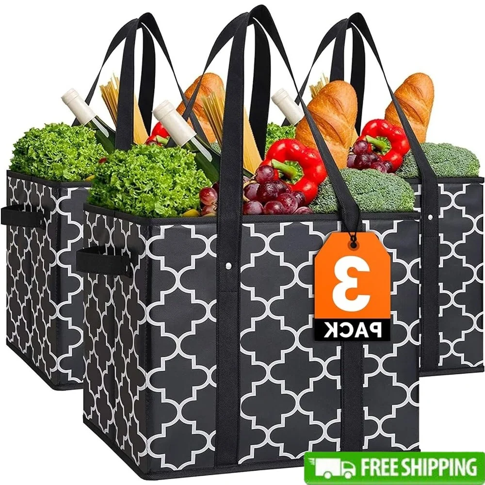Многоразовые сумки для продуктов, 3 упаковки, складные контейнеры для хранения, моющиеся, водостойкие сумки-тоут, сверхмощные, легко чистящиеся, большая вместимость
Многоразовые сумки для продуктов, 3 упаковки, складные контейнеры для хранения, моющиеся, водостойкие сумки-тоут, сверхмощные, легко чистящиеся, большая вместимость