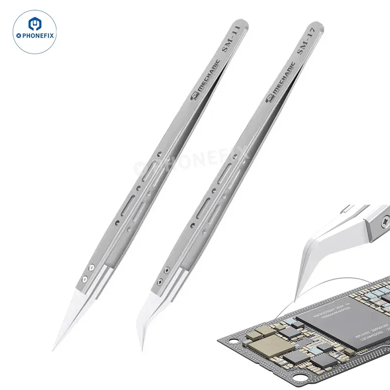MECHANIC SM-11 SM-17 Ceramic Tweezers High Precision Straight Curved Tip Insulation Non-magnetic Tweezers for Flying Wire Repair
MECHANIC SM-11 SM-17 Ceramic Tweezers High Precision Straight Curved Tip Insulation Non-magnetic Tweezers for Flying Wire Repair