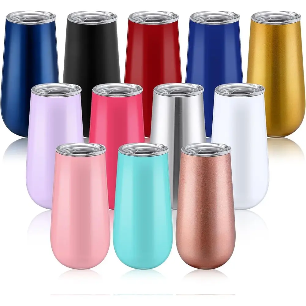 6 oz 12 Pack Stemless Insulated Champagne Tumbler with Lid Double Insulated Reusable Cocktail Tumbler for Bridesmaid Wedding or
6 oz 12 Pack Stemless Insulated Champagne Tumbler with Lid Double Insulated Reusable Cocktail Tumbler for Bridesmaid Wedding or