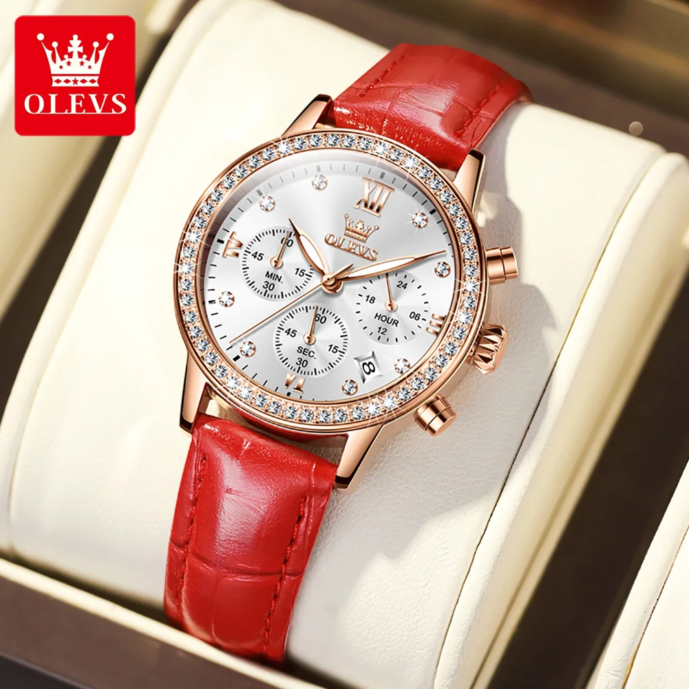 OLEVS 9933 Women' Watches Luxury Brand Diamond Quartz Wristwatch Waterproof Luminous Leather Strap Multifunction Ladies Watch
OLEVS 9933 Women' Watches Luxury Brand Diamond Quartz Wristwatch Waterproof Luminous Leather Strap Multifunction Ladies Watch