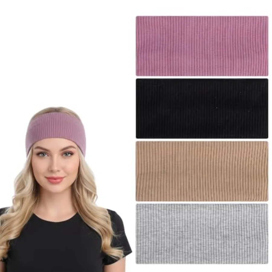 4 Pcs Headbands for Women, Knitted Headband Hair Bands for Thick Hairs Knit Headbands for Women Non-slip Elastic Headband Soft
4 Pcs Headbands for Women, Knitted Headband Hair Bands for Thick Hairs Knit Headbands for Women Non-slip Elastic Headband Soft