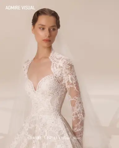 Newest Wedding Dress A-Line Full Sleeves Sweetheart Neckline With Key-Hole Back Princess Bride Gown Vestidos De Novias