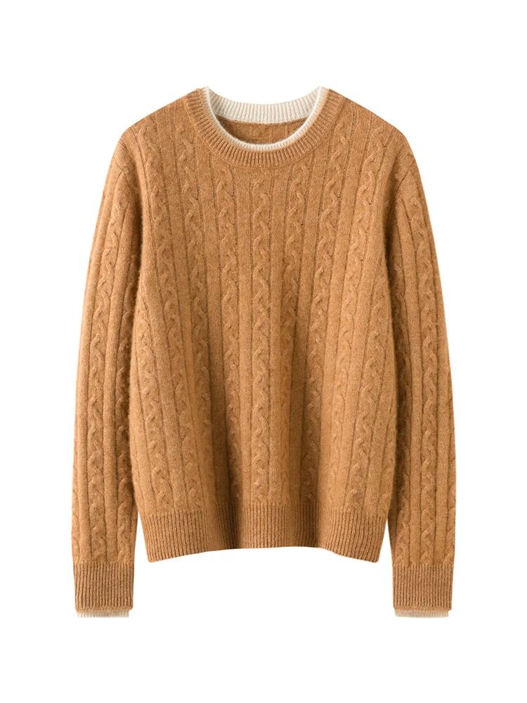 TLOML Women's 100% Cashmere Sweater O-neck False Two-piece Cable Knit Pullover Cashmere Knitwear Autumn Winter Basics Comfy Tops
TLOML Women's 100% Cashmere Sweater O-neck False Two-piece Cable Knit Pullover Cashmere Knitwear Autumn Winter Basics Comfy Tops