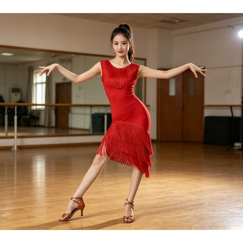 Ladies Elegant Tassel Latin Dance Dress Adult Female Ballroom Salsa Cha Cha Training Stage Performance Competition Costume
Ladies Elegant Tassel Latin Dance Dress Adult Female Ballroom Salsa Cha Cha Training Stage Performance Competition Costume