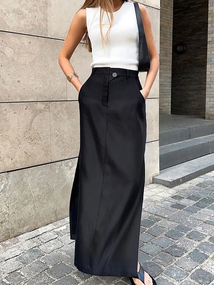 2023 New Autumn Black Skirt Women Streetwear High Waisted Pencil Long Skirts Dress Femme Casual Solid Split Vintage Silk Skirt
2023 New Autumn Black Skirt Women Streetwear High Waisted Pencil Long Skirts Dress Femme Casual Solid Split Vintage Silk Skirt