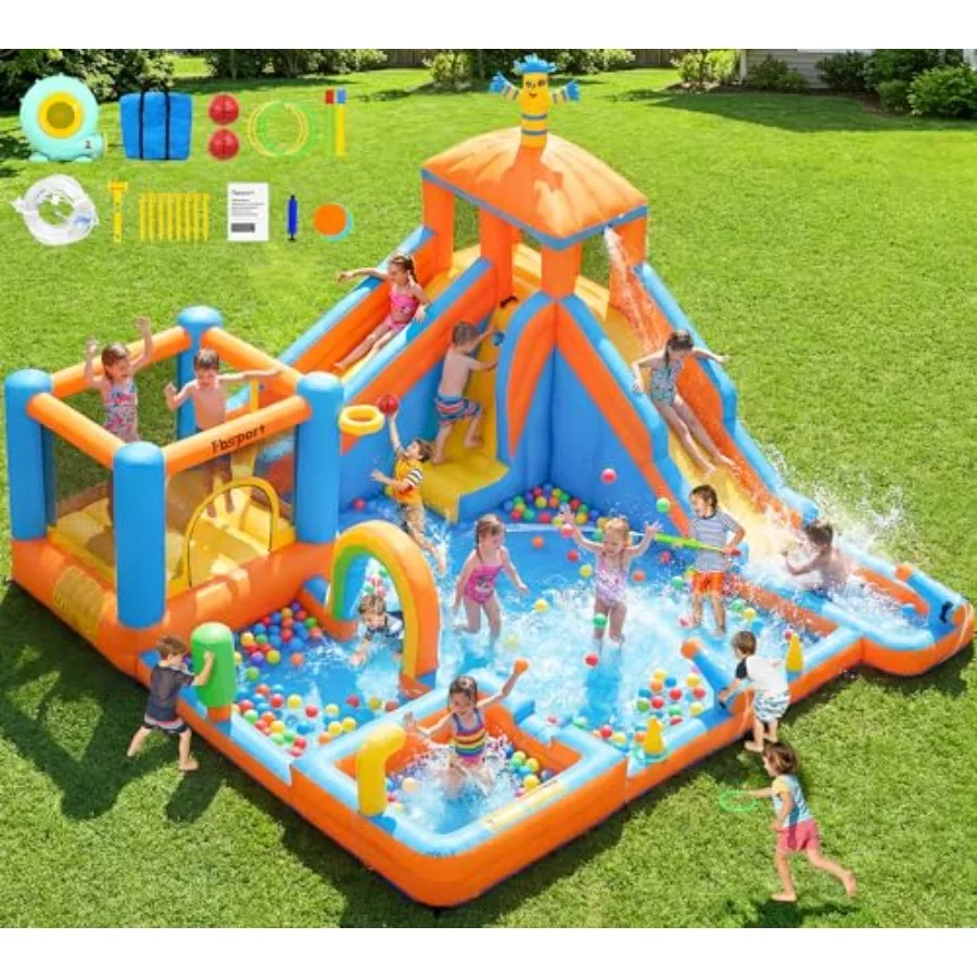 Inflatable Water Slide Bounce House, Double Water Slides Bounce House for 3-12, 11 in 1 Water Park Bouncy Castle for Backyard O
Inflatable Water Slide Bounce House, Double Water Slides Bounce House for 3-12, 11 in 1 Water Park Bouncy Castle for Backyard O