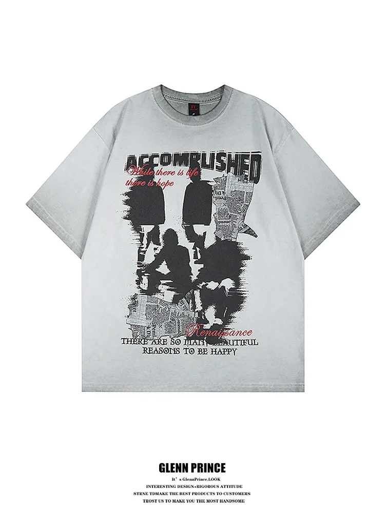 Washed Vintage American Street Style T-Shirt Short Sleeve Men's Fashion Brand Print Spray Monkey Cotton Casual Top
Washed Vintage American Street Style T-Shirt Short Sleeve Men's Fashion Brand Print Spray Monkey Cotton Casual Top