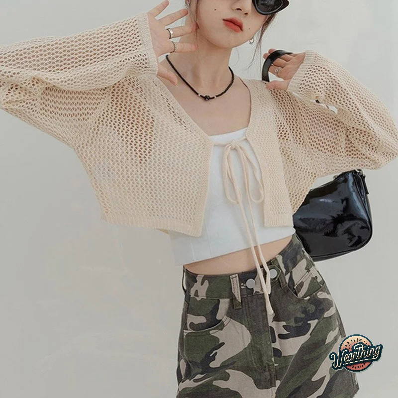 Summer Women Hollow Knitted Cardigan Lace-up Knitwear Tops Female Korean Style Short Coat Solid Casual Sun Protection Shawl
Summer Women Hollow Knitted Cardigan Lace-up Knitwear Tops Female Korean Style Short Coat Solid Casual Sun Protection Shawl