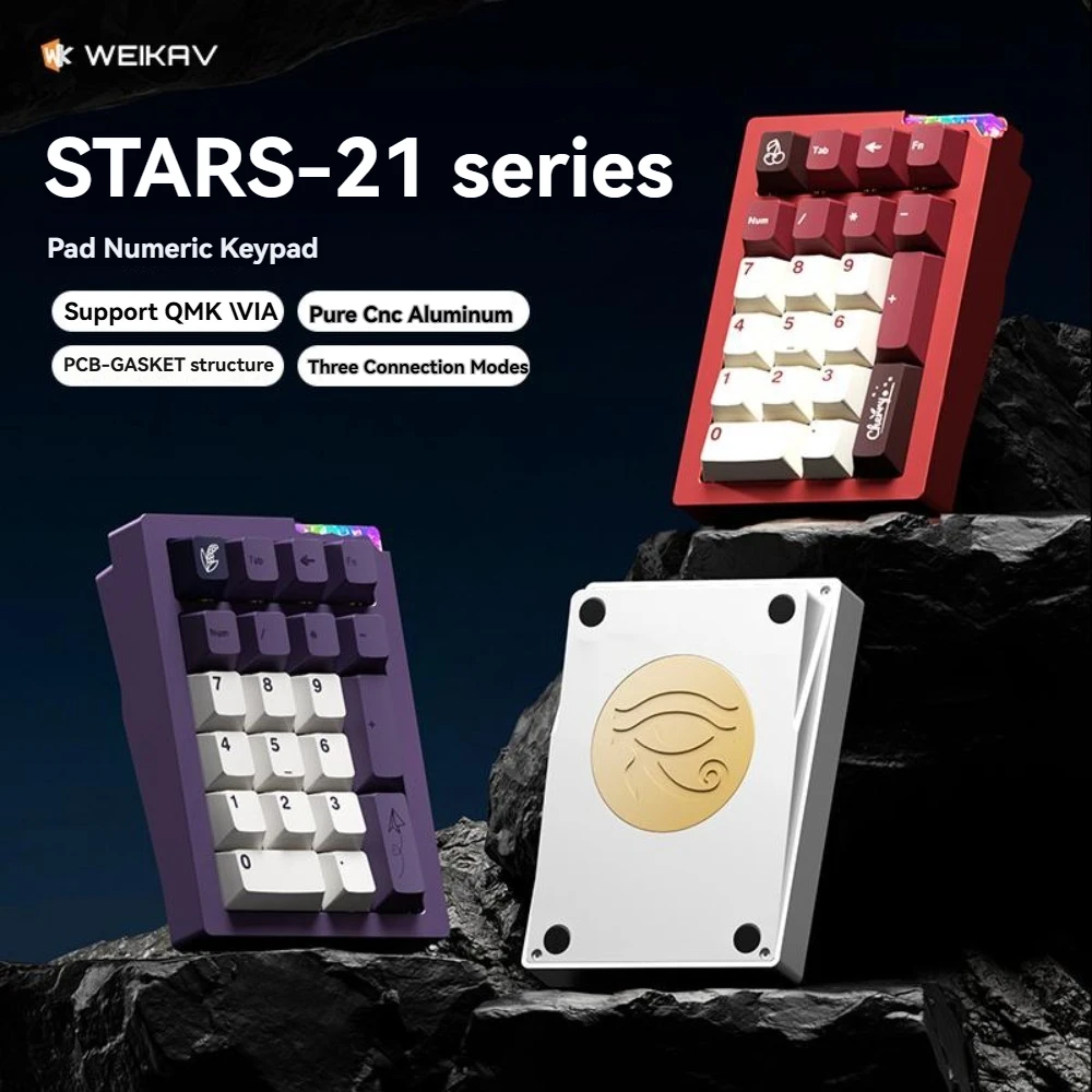 Weikav Stars21 Numeric Keypad Wireless Tri-mode GASKET Hot-Swap RGB Custom Anodic Aluminum Office Gaming Mechanical Keyboard
Weikav Stars21 Numeric Keypad Wireless Tri-mode GASKET Hot-Swap RGB Custom Anodic Aluminum Office Gaming Mechanical Keyboard