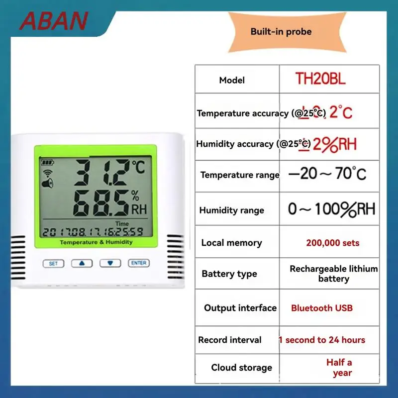 ABAN TH20BL Bluetooth-рекордер температуры и влажности, регистратор температуры и влажности со встроенным зондом
ABAN TH20BL Bluetooth-рекордер температуры и влажности, регистратор температуры и влажности со встроенным зондом