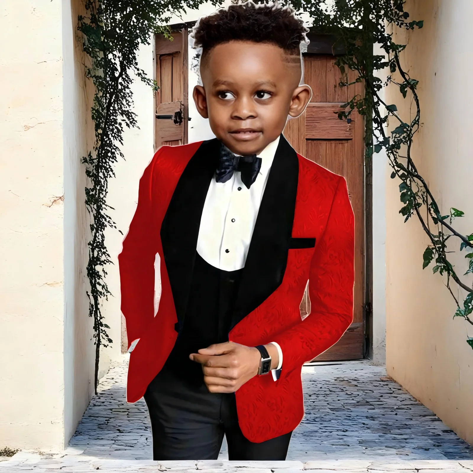 Red Jacquard Boys Suit 3 Piece Suit Jacket Vest Pants Wedding Tuxedo Kids Tailor Made Formal Suit Party Dress 
Red Jacquard Boys Suit 3 Piece Suit Jacket Vest Pants Wedding Tuxedo Kids Tailor Made Formal Suit Party Dress