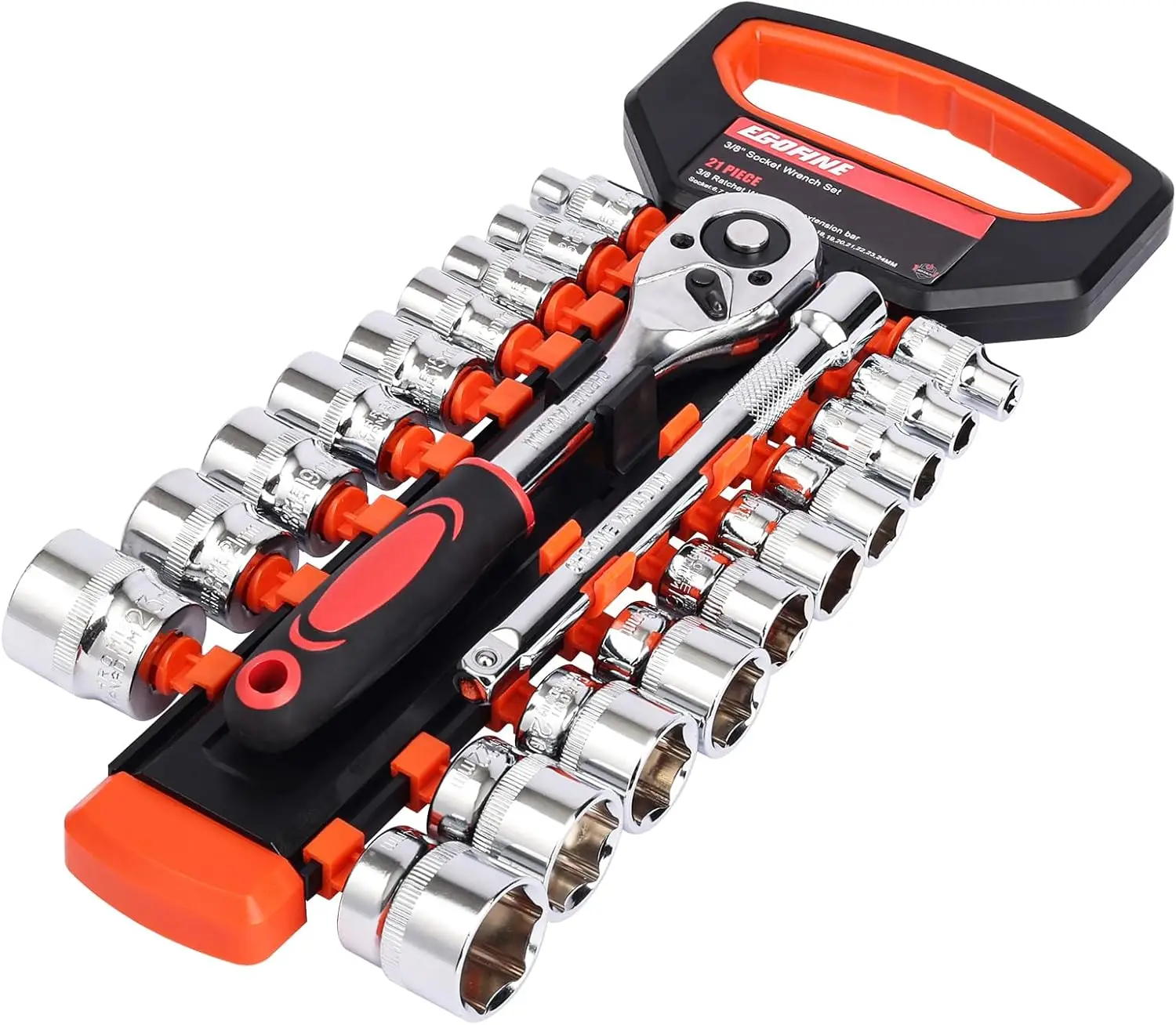 21pcs 3/8 Inch Ratchet Socket Wrench Set with 19 Sockets, Quick Release Handle & Extension Bar
21pcs 3/8 Inch Ratchet Socket Wrench Set with 19 Sockets, Quick Release Handle & Extension Bar
