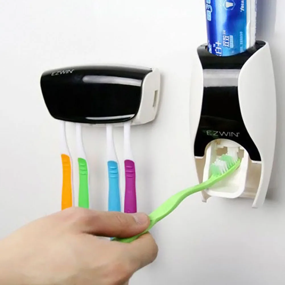 Toothpaste Dispenser Black Automatic Squeezer For 5 Toothbrushes Plastic Brush Holder Organizer No Waste
Toothpaste Dispenser Black Automatic Squeezer For 5 Toothbrushes Plastic Brush Holder Organizer No Waste