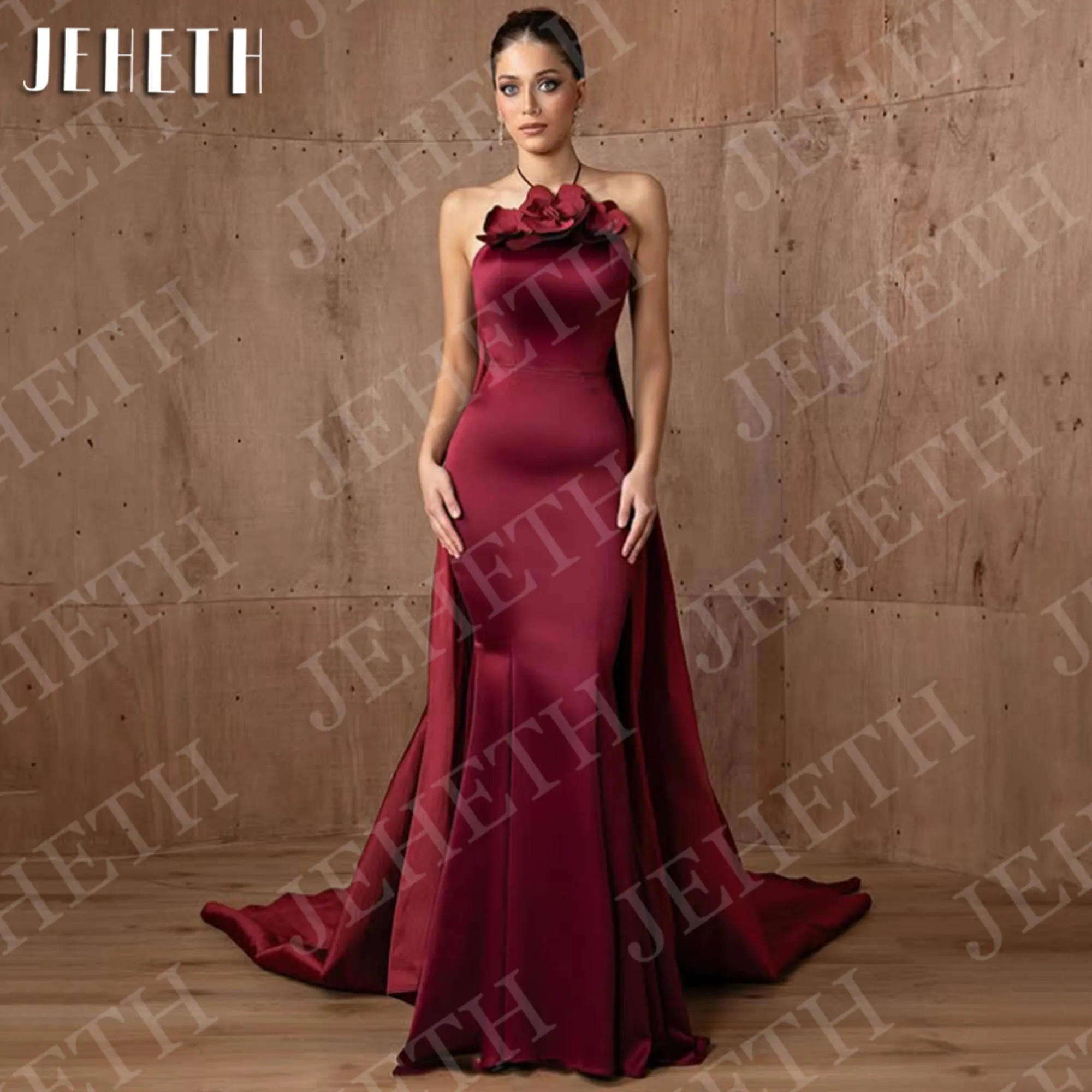 JEHETH Mermaid Satin Evening Dress Burgundy Party Elegant Halter 3D Flower Bespoke Occasion Dresses Detachable Train Customized
JEHETH Mermaid Satin Evening Dress Burgundy Party Elegant Halter 3D Flower Bespoke Occasion Dresses Detachable Train Customized