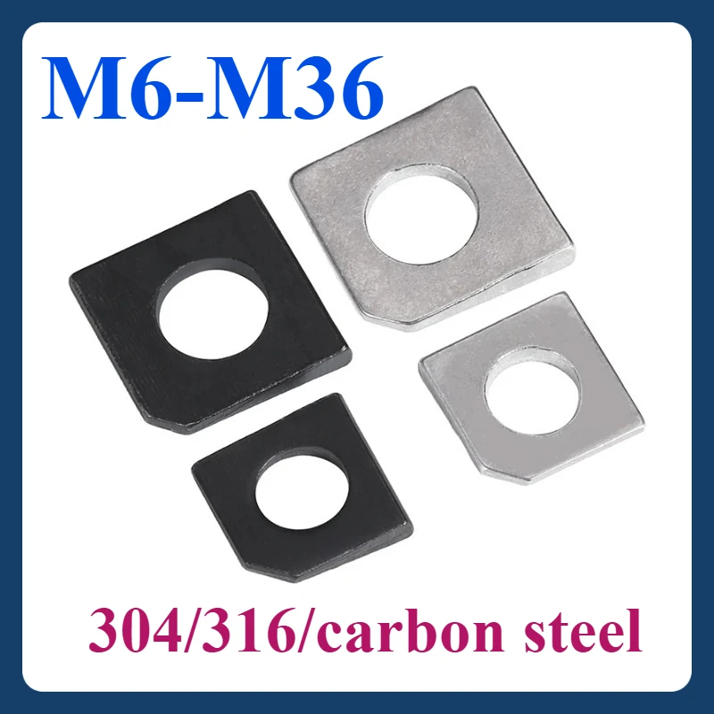 M6~M36Missing Corner Square Taper Washer for Slot Section 304/316Stainless Steel Carbon Steel Square Bevel Washer Gasket
M6~M36Missing Corner Square Taper Washer for Slot Section 304/316Stainless Steel Carbon Steel Square Bevel Washer Gasket