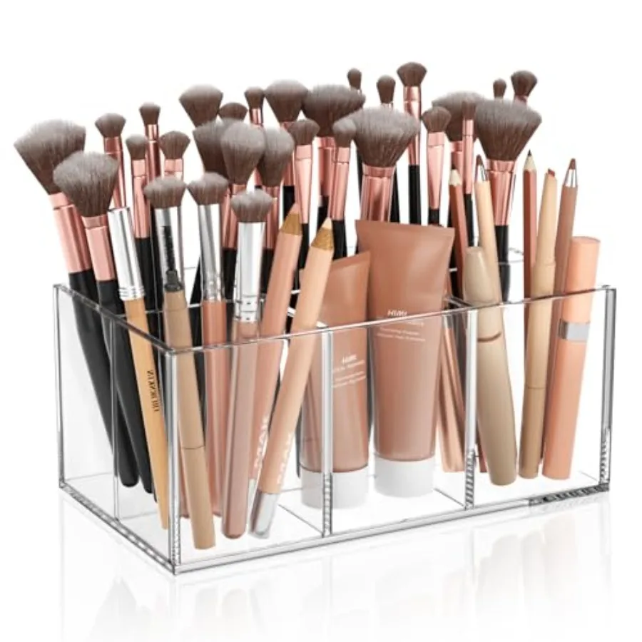 Clear Makeup Brush Holder Organizer Acrylic 6-Slots Cosmetic Brushes Storage Organizer for Vanity Countertop
Clear Makeup Brush Holder Organizer Acrylic 6-Slots Cosmetic Brushes Storage Organizer for Vanity Countertop