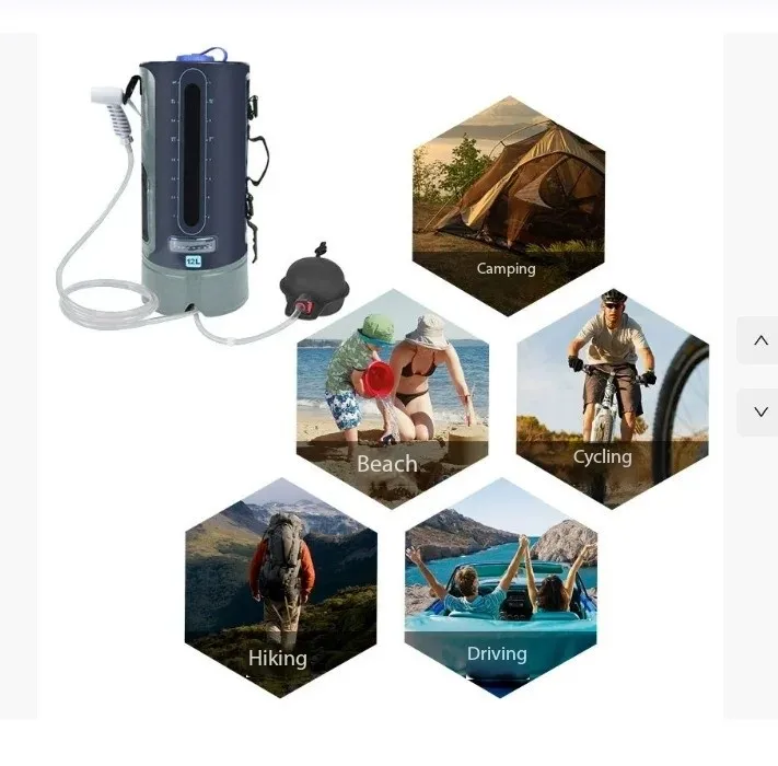 Lightweight 12L Camping Shower Bag with Automatic Pressure Pump, Upgraded Spiral Cap and Water Level Window for Beach Use
Lightweight 12L Camping Shower Bag with Automatic Pressure Pump, Upgraded Spiral Cap and Water Level Window for Beach Use