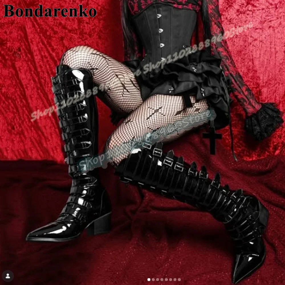 Stylish Knee High Black Cross Tied Buckle Strap Pointy Boots Thick Heel Shoes For Women Pointed Toe Fashion Zapatos Para Mujer
Stylish Knee High Black Cross Tied Buckle Strap Pointy Boots Thick Heel Shoes For Women Pointed Toe Fashion Zapatos Para Mujer