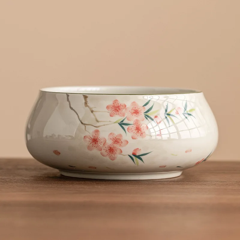 Hand Painted Peach Blossom Tea Wash Basin Large Ceremony Tea Set Accessories Wood Ash Glaze Jian Shui Bucket Home Decor
Hand Painted Peach Blossom Tea Wash Basin Large Ceremony Tea Set Accessories Wood Ash Glaze Jian Shui Bucket Home Decor