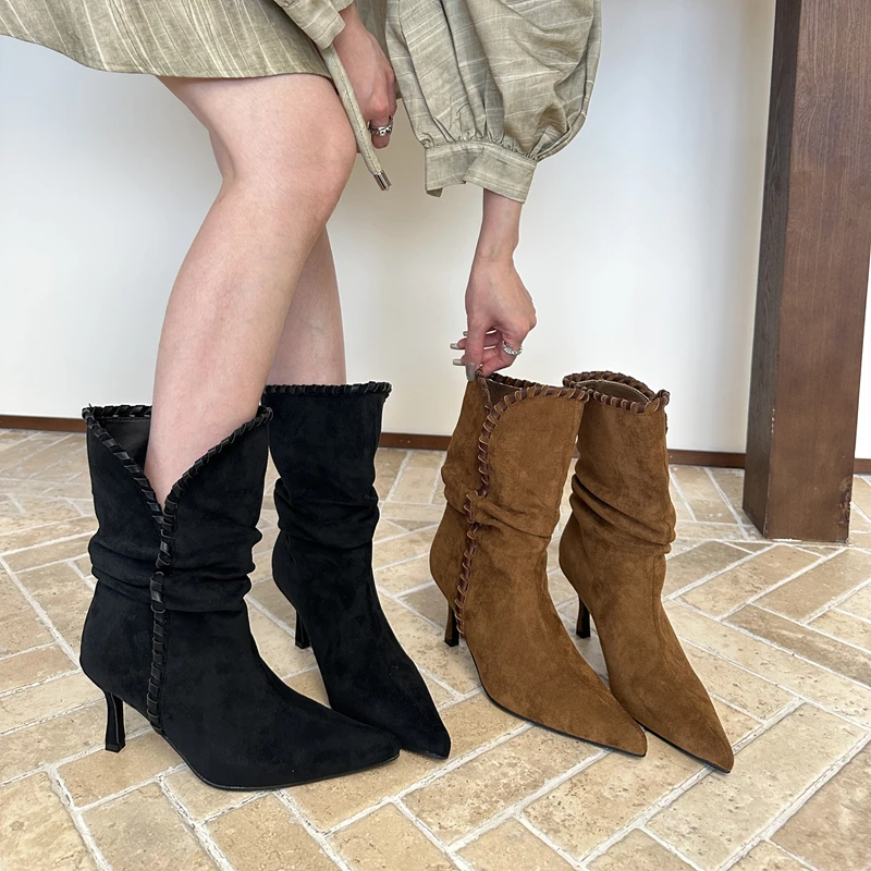 SUOJIAUN 2025 Winter New Brand Women Short Boots Fashion Pointed Toe Slip On Ladies Elegant Mid-Calf Boot Shoes Thin High Heel
SUOJIAUN 2025 Winter New Brand Women Short Boots Fashion Pointed Toe Slip On Ladies Elegant Mid-Calf Boot Shoes Thin High Heel