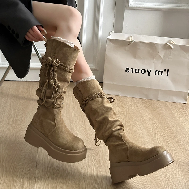 Универсальные женские ботинки без шнуровки с толстой подошвой и кисточками в стиле ретро, однотонные женские сапоги без шнуровки с круглым носком на среднем каблуке, модные длинные сапоги для женщин
Универсальные женские ботинки без шнуровки с толстой подошвой и кисточками в стиле ретро, однотонные женские сапоги без шнуровки с круглым носком на среднем каблуке, модные длинные сапоги для женщин