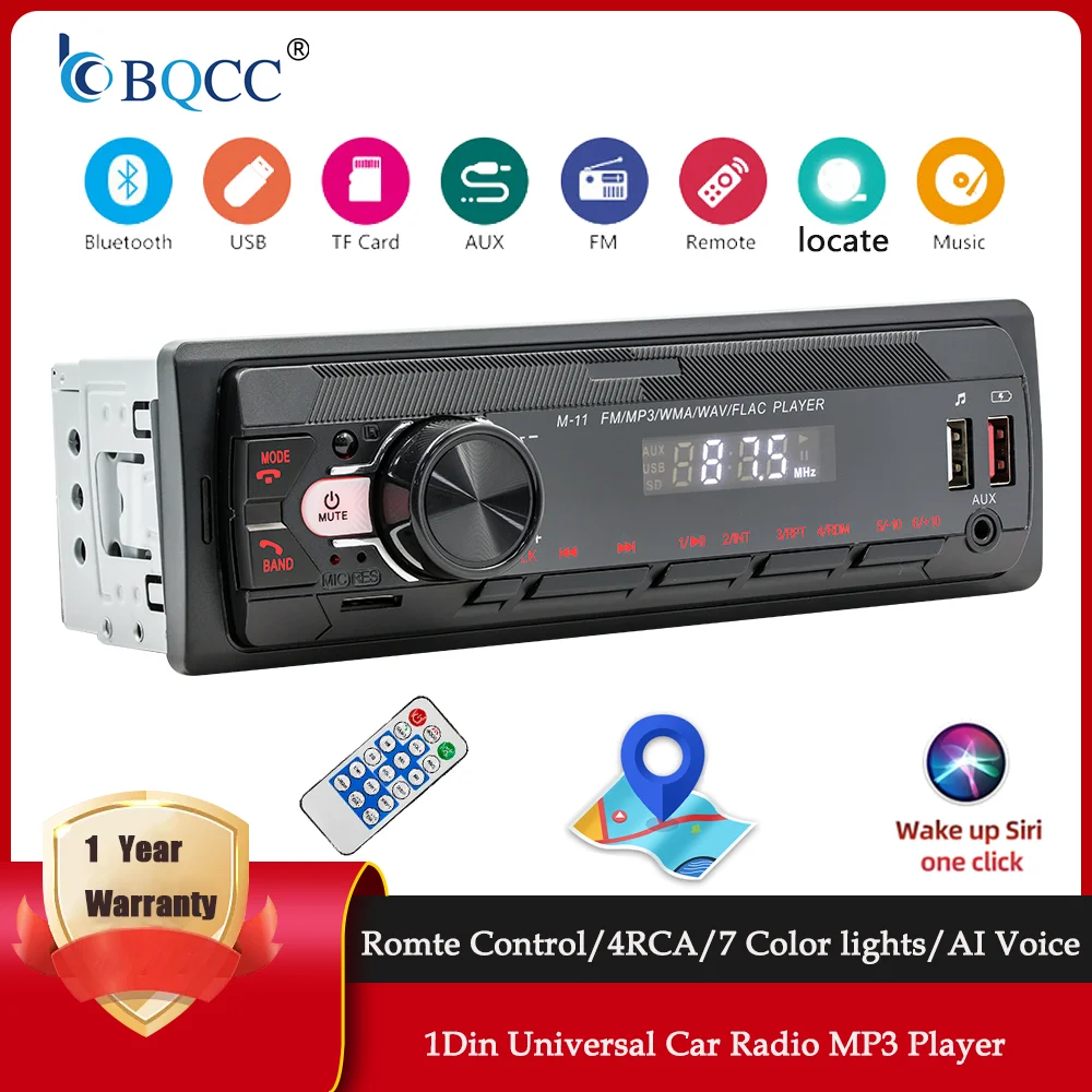 BQCC 1Din Bluetooth Car Stereo MP3 Player with 7 Colors Light FM AM Radio USB AUX Voice Control Car Positioning Find Car
BQCC 1Din Bluetooth Car Stereo MP3 Player with 7 Colors Light FM AM Radio USB AUX Voice Control Car Positioning Find Car