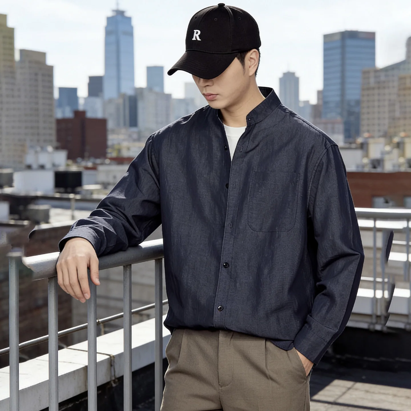 High Quali Men's Loose Fit Long Sve irt Stand Collar Open Cardigan Sle Japanese Retro Money Wind irt Youth Faion
High Quali Men's Loose Fit Long Sve irt Stand Collar Open Cardigan Sle Japanese Retro Money Wind irt Youth Faion
