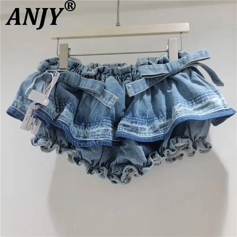 ANJY Summer New Women Sweet Bow Tie Lace-Up Stylish Denim Shorts Fashion Design Patchwork Elatic Waist Sexy Bud Pantskirt A24532
ANJY Summer New Women Sweet Bow Tie Lace-Up Stylish Denim Shorts Fashion Design Patchwork Elatic Waist Sexy Bud Pantskirt A24532