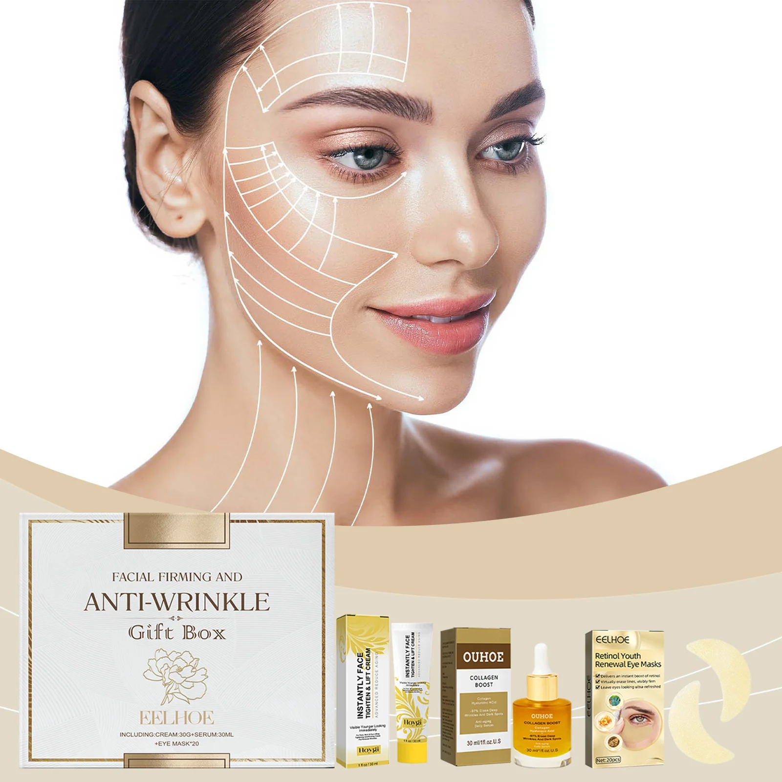 EELHOE Facial Skin care Gift Box Set Moisturizing Facial Eye Area Skin Rejuvenating Care and Apply Reducing Fine Lines Skin Care
EELHOE Facial Skin care Gift Box Set Moisturizing Facial Eye Area Skin Rejuvenating Care and Apply Reducing Fine Lines Skin Care